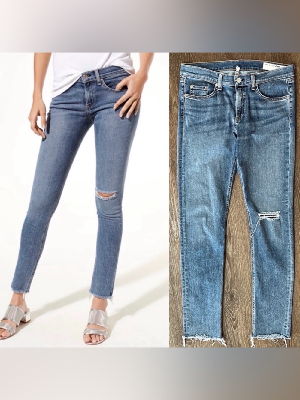 rag & bone Knee Rip Crop Raw Hem Mid Rise Skinny Jeans
Midland Wash Size 31 VGC